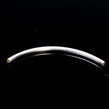 BD557 - 100 pcs. Silver Plated Noodle Smooth Pattern Tube Extra Long Thin Curved Beads - 60mm x 3mm (2.36" x 0.12") - High Quality! Hole Size: 2mm