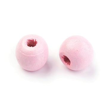 BD593 - 200 pcs Pastel Pink Wooden Wood Round Spacer Beads - 10x9mm - Hole Size: 3mm