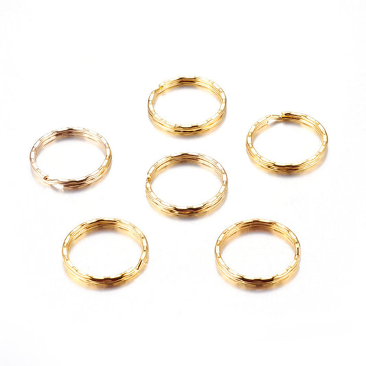 J171 - 20 pcs. Golden Split Rings Key Rings - 25mm (1 inch) - Hammered Textured