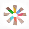 P2085 - 10 pcs. Assortment of Resin and Wood Trapezoid Flat Pendant - 50mm x 19mm - (2" x 0.75") - Great for Earrings and Necklaces!