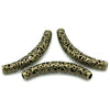 BD468 - 5 pcs. Antique Bronze Noodle Carved Hollow Filigree Pattern Tube Extra Long Curved Beads - 66mm x 12mm (2 5/8" x 1/2") - Hole Size: 5.6mm