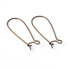 E776 - 100 pcs (50 Pairs) Antique Bronze Kidney Earwire Earring Hooks - 33mm x 14mm - LARGE - 19 Gauge (0.9mm)