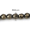 BD366 - 65 pcs. - 6mm Antique Bronze Multicolor Hematite Faceted Round Beads - 15 6/8 inch strand (40cm) - 0.8mm Hole Size - Grade A