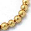 BD120 - 4mm Golden Glass Pearl Imitation Round Beads - 32 inch strand - Approx. 210 beads - Hole Size: 1mm