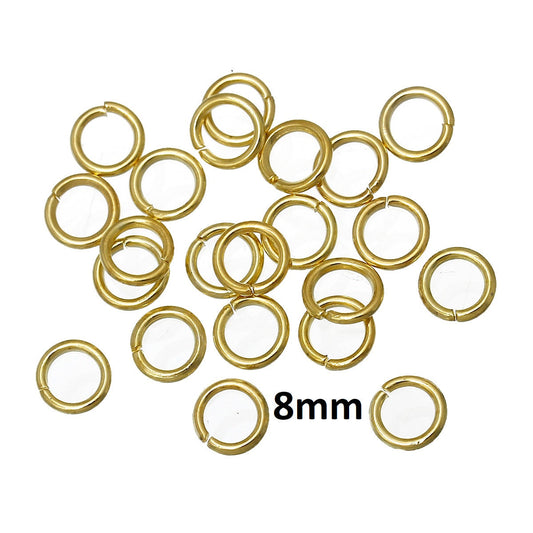 J284 - 250 pcs Golden Open Jump Rings - 8mm - 18 Gauge (1mm Thick)
