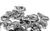 CL038A - 100 pcs. Platinum Silver Tone Lobster Clasps - 14mm X 8mm - Made of Alloy - Claw Clasps - Hole Size: 1.8mm