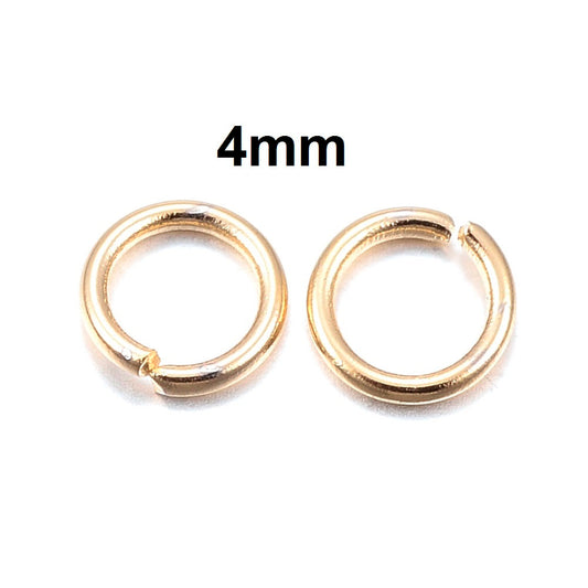 J141 - 100 pcs 304 Stainless Steel Open Jump Rings 4mm - 24 Gauge (0.6mm Thick) - Gold Tone - High Quality!