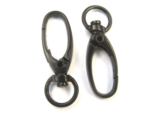 CL122D - LARGE - 20 pcs. Black Plated Lobster Swivel Clasps for Key Ring - 41 x 14mm - Claw Clasps