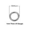 J219 - 1000 pcs Silver Plated Open Jump Rings - 5mm - 18 Gauge (1mm Thick)