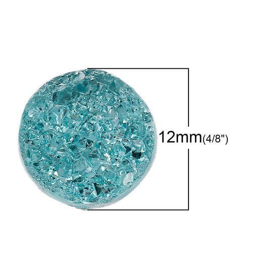 CA109 - 10 pcs Druzy Resin Embellishment Cabochons Blue Ice Mint - 12mm