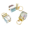 P998 - 10 pcs. Gold Plated Rhinestone Cube Cuboid Blue Multicolor Purple Clear Faceted Glass Rainbow Crystal AB Charm Pendant Dangle - 20mm x 9mm