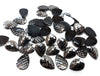 CA654 - 10 pcs Mermaid Fish Scales Resin Carved Embellishment Cabochons Gunmetal - 14x10mm - 14mm x 10mm - Teardrop