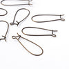 E636 - 100 pcs (50 Pairs) Antique Bronze Kidney Earwire Earring Hooks - 25mm x 11mm - MEDIUM - 21 Gauge (0.7mm)
