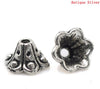 BD309 - 100 pcs. Antique Silver Flower Bead Caps - 6 Petals - 10mm x 5mm (Fits 8-10mm beads)