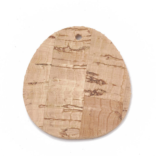 P143 - 10 pcs. Cork Style Faux Leather Dangle Charms Pendants - Oval - 36mm (1.42") - Great for Light Earrings, Necklaces or Dangles! Double-Sided