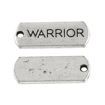 P715A - 10 pcs. Antique Silver "Warrior" Rectangle Charms Pendants - 21mm X 8mm