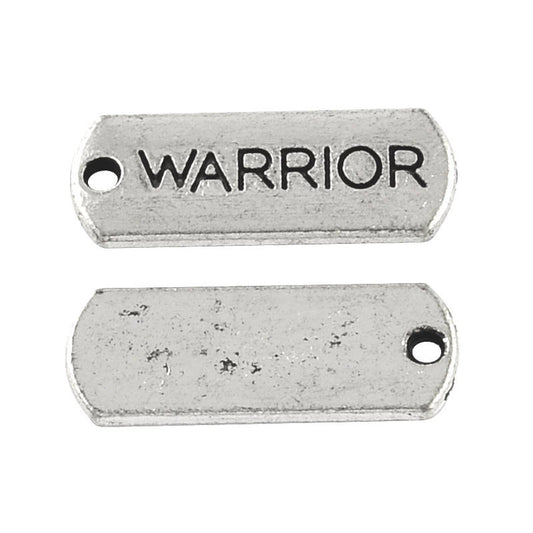 P715A - 10 pcs. Antique Silver "Warrior" Rectangle Charms Pendants - 21mm X 8mm