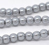 BD121 - 6mm Silver Grey Glass Pearl Imitation Round Beads - 32 inch strand - Approx. 120 pieces - Hole Size: 1mm