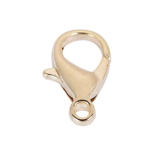 CL039 - 50 pcs. Gold Plated Lobster Clasps - 14mm x 8mm - Hole Size: 1.6mm - Light