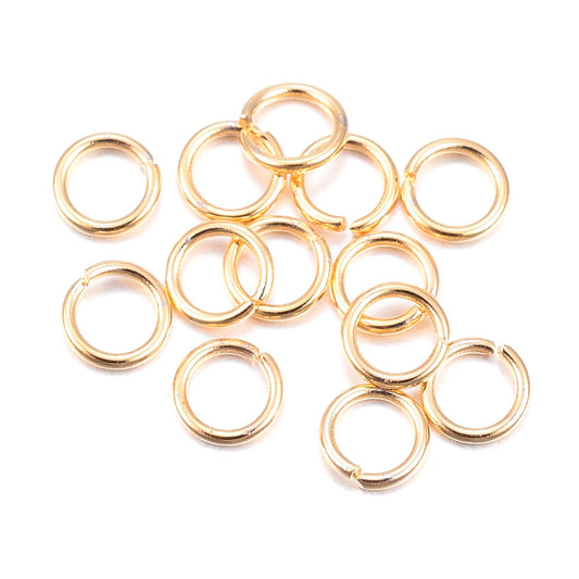 J141 - 100 pcs 304 Stainless Steel Open Jump Rings 4mm - 24 Gauge (0.6mm Thick) - Gold Tone - High Quality!