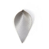 P627 - 10 pcs. Silver Faux Leather Dangle Charms Pendants - Pinch Leaf - Silver Tone Jump Ring - 63mm (2.5") - Great for Light Earrings or Dangles