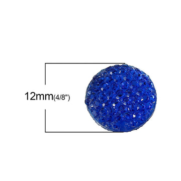 CA531A - 10 pcs Resin Embellishment Druzy Cabochons Royal Blue Pave Round - 12mm