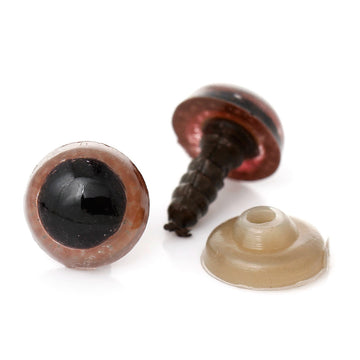 DO006 - 6 sets (12 pieces) Brown Safety Eyes and Backs for Doll and Toy Making - 10mm - 15x10mm - 15mm