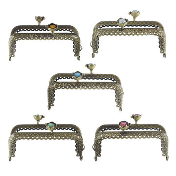 U009 - 5 pcs. Antique Bronze Metal Purse Handbag Frame - Filigree Pattern Design - Kiss Clasp - 8.9cm x 5.5cm (3.5" x 2.17") - 5 colors