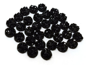 CA303 - 10 pcs. Druzy Resin Embellishment Cabochons Black - 8mm