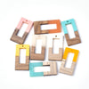 P2086 - 10 pcs. Assortment of Resin and Wood Rectangle Flat Pendant - 38mm x 20mm - (1.5" x 0.8") - Great for Earrings and Necklaces!