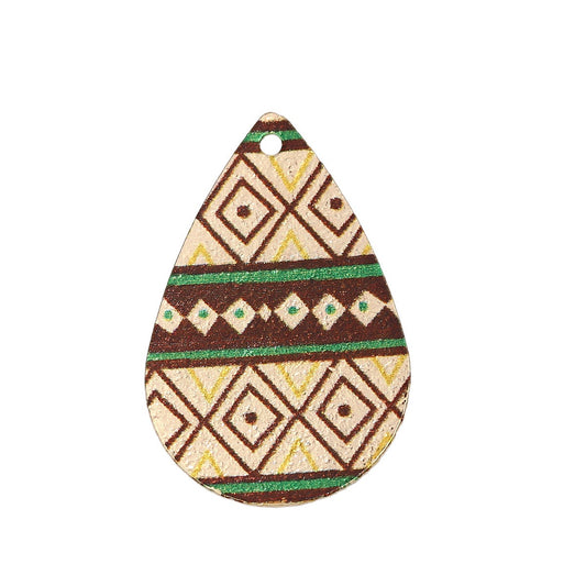 P962 - 10 pcs Gold Plated Multicolor Teardrop Metal Enamel Dangle Charms Pendants - 28mm x 18mm - 1.1" - Kite - Sparkledust - For Earrings