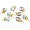 P998 - 10 pcs. Gold Plated Rhinestone Cube Cuboid Blue Multicolor Purple Clear Faceted Glass Rainbow Crystal AB Charm Pendant Dangle - 20mm x 9mm