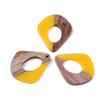 P1057 - 4 pcs. Yellow Mustard Resin and Wood Teardrop Flat Pendant - 33mm x 28mm - (1.3" x 1.1") - LARGE - Great for Earrings and Necklaces!