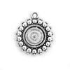 P305 - 10 pcs. Antique Silver Circle Round Bezel Cabochon Pendant Tags Trays - 12mm Glue Pad Settings - Ball Frame Design