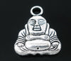 P356 - 10 pcs. Antique Silver Buddha Sitting Charms Pendants - 17mm x 20mm