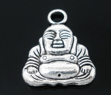 P356 - 10 pcs. Antique Silver Buddha Sitting Charms Pendants - 17mm x 20mm
