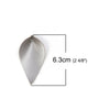 P627 - 10 pcs. Silver Faux Leather Dangle Charms Pendants - Pinch Leaf - Silver Tone Jump Ring - 63mm (2.5") - Great for Light Earrings or Dangles