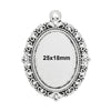 P661 - 10 pcs. Antique Silver Oval Pendant Picture Photo Frame Bezel Setting Pendants Charms - Fits 25mm x 18mm - 25x18mm - Cabochons / Cameos