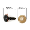 DO006 - 6 sets (12 pieces) Brown Safety Eyes and Backs for Doll and Toy Making - 10mm - 15x10mm - 15mm