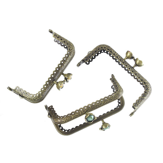 U009 - 5 pcs. Antique Bronze Metal Purse Handbag Frame - Filigree Pattern Design - Kiss Clasp - 8.9cm x 5.5cm (3.5" x 2.17") - 5 colors