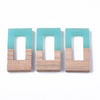 P2086 - 10 pcs. Assortment of Resin and Wood Rectangle Flat Pendant - 38mm x 20mm - (1.5" x 0.8") - Great for Earrings and Necklaces!