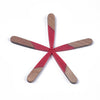 MP0030 - 4 pcs. Red Resin and Wood Teardrop Flat Pendant - 44mm x 8mm - (1.73" x 0.32") - Great for Earrings and Necklaces!