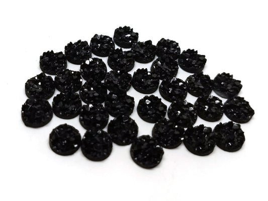 CA303 - 10 pcs. Druzy Resin Embellishment Cabochons Black - 8mm