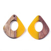 P1057 - 4 pcs. Yellow Mustard Resin and Wood Teardrop Flat Pendant - 33mm x 28mm - (1.3" x 1.1") - LARGE - Great for Earrings and Necklaces!