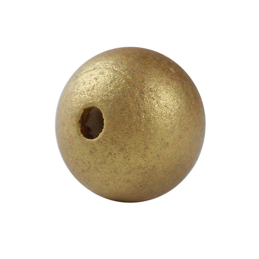 BD419 - 10 pcs Golden Bronze Wooden Hinoki Wood Round Spacer Beads - 20mm - Gold - Hole Size: 3.5mm - 20x18mm - 18mm
