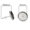 E175A - 30 pcs. 304 Stainless Steel Earring Posts Studs Settings Bezels Cabochons Tacks - 8mm Glue Pad Setting - Silver Tone