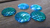 CA478 - 5 pcs Mermaid Fish Scales Resin Carved Embellishment Cabochons Aqua Blue Multicolor - 25mm (1 in)