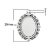 P661 - 10 pcs. Antique Silver Oval Pendant Picture Photo Frame Bezel Setting Pendants Charms - Fits 25mm x 18mm - 25x18mm - Cabochons / Cameos