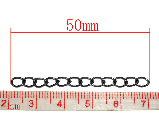 N132 - 100 pcs. - Gunmetal Extender Extension Chain Links Tails - 2 inch each - 50x3mm
