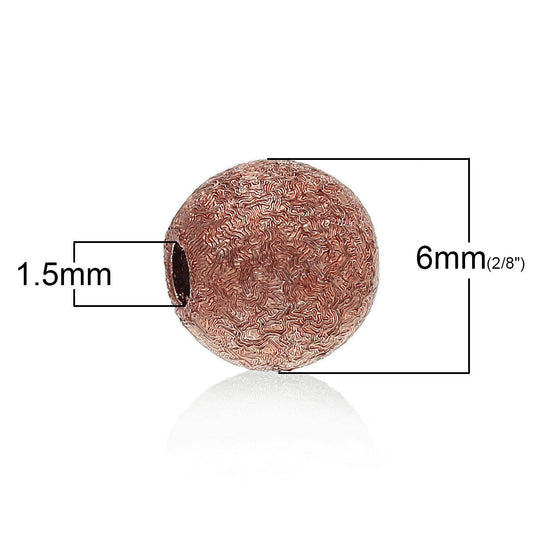 BD024 - 6mm - 100pcs. Rose Gold Plated Acrylic Sparkle Dust Ball Spacer Beads